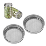 2Pcs Seed Sprouting Jar Filter Lids Stainless Steel Germination Accessory for Regular Mouth Jars86mm / 3.4in