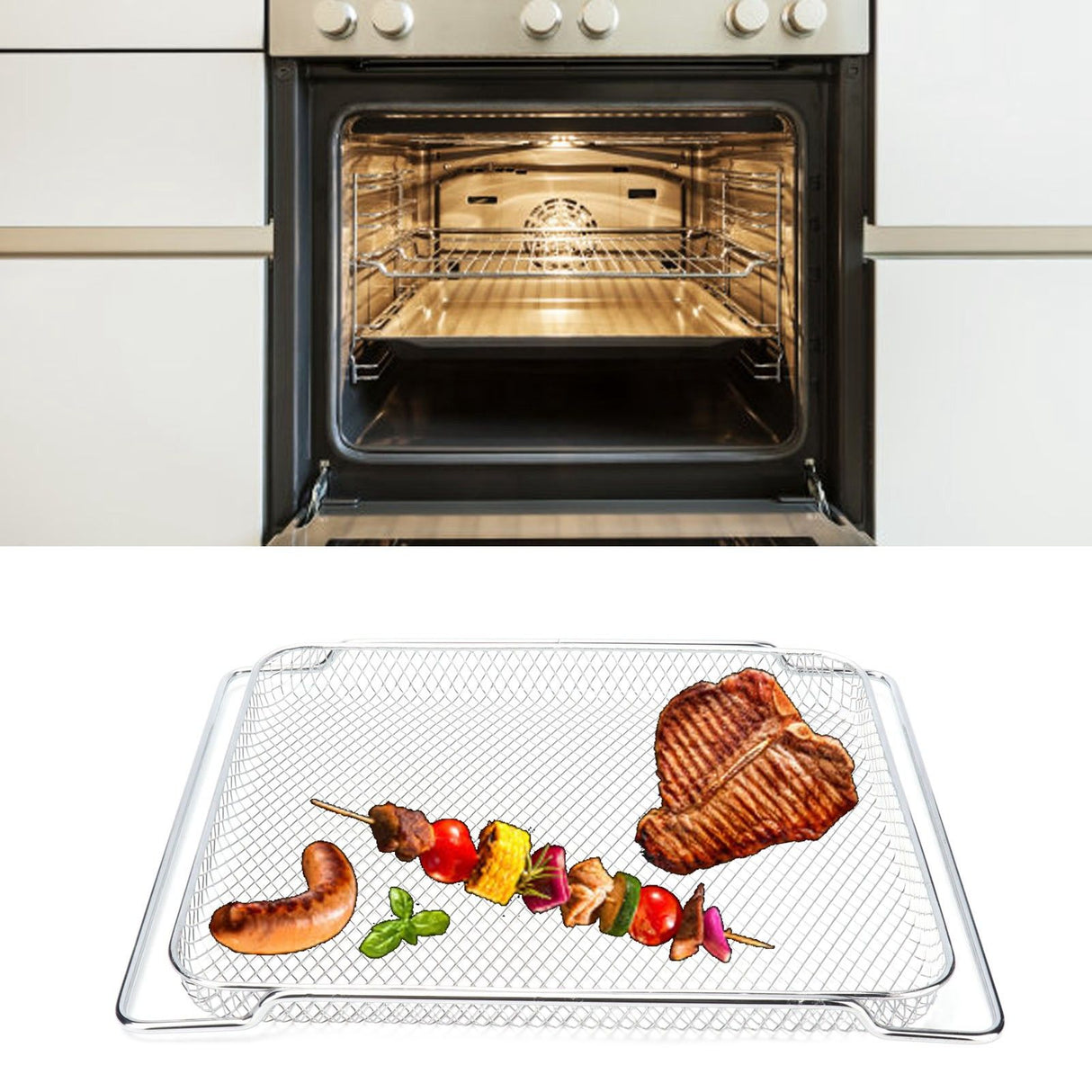 Oven Rack Safe Stainless Steel Multi Functional Grilled Net for Baking Cooling 36x30cm