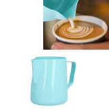 600ml Pointed Mouth Milk Frothing Pitcher Stainless Steel Thickened Milk Frother Cup for HomeBlue - Extra Image