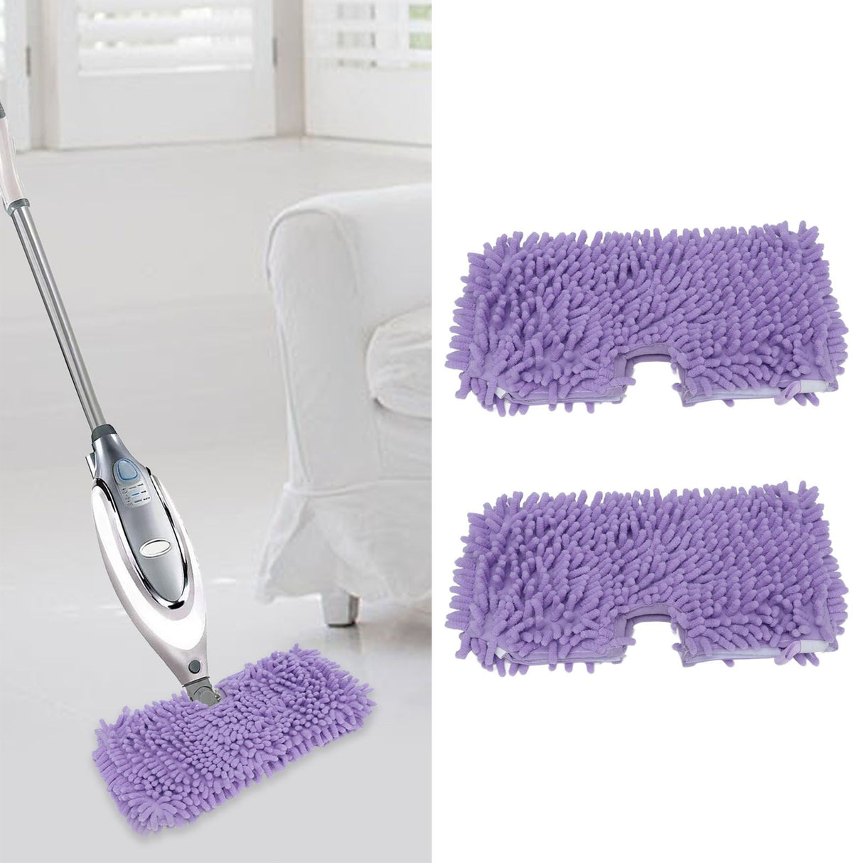 2PCS Mop Replacement Pads Soft Microfiber Mop Cloth Accessory Fit for Shark S3601 S3501 Purple