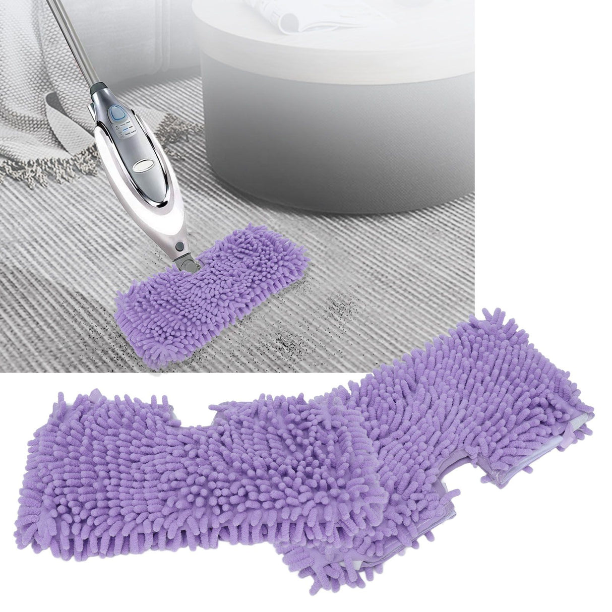 2PCS Mop Replacement Pads Soft Microfiber Mop Cloth Accessory Fit for Shark S3601 S3501 Purple