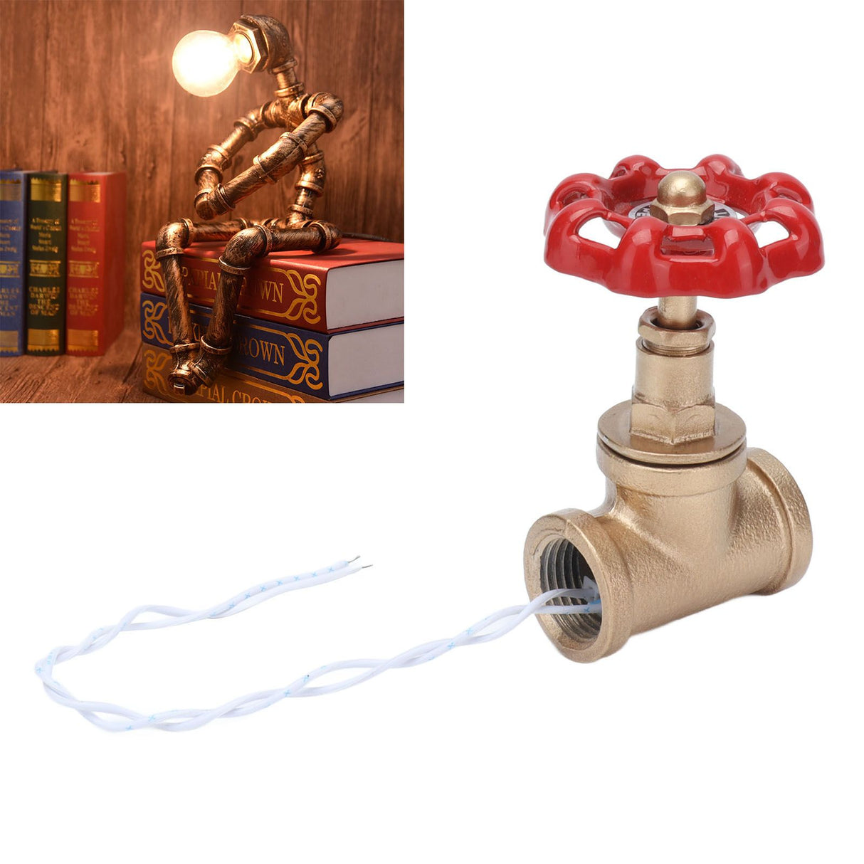 G1/2 Industrial Light Switch Water Pipe Light Switch Steampunk Lamp Switch with Wire 12V/120V