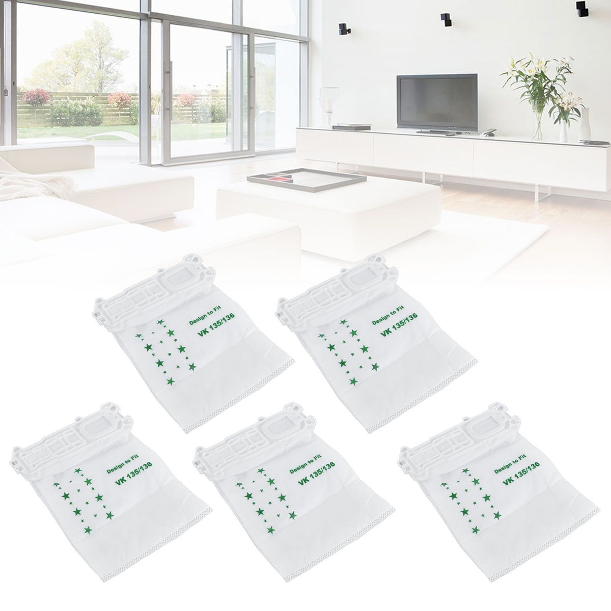 5PCS Vacuum Cleaner Dust Bag Nonwoven Vacuum Cleaner Garbage Bag for VORWERK VK135 VK136