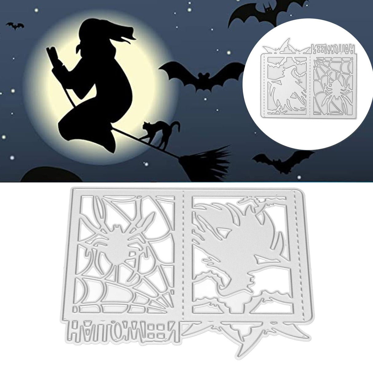 DIY Embossing Cutting Die Halloween Witch Lantern Pattern Cutting Mold for Scrapbook Paper Crafts Invitation