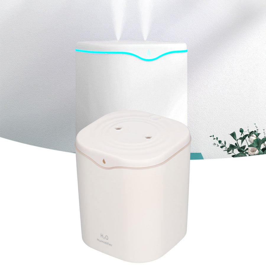 Double Spray Air Humidifier 2L Mini Silent Aroma Diffuser USB Powered for Home Bedroom Office White
