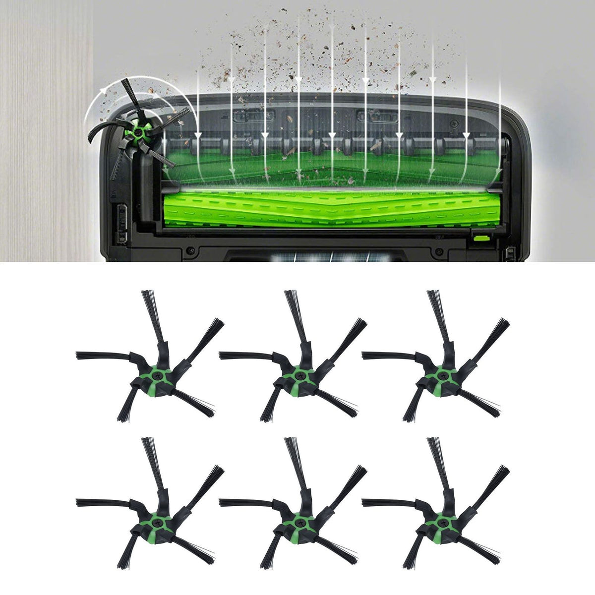 6pcs Sweeping Robot Side Brushes Replacement Vacuum Cleaner Parts Fit for Roomba S9 Series