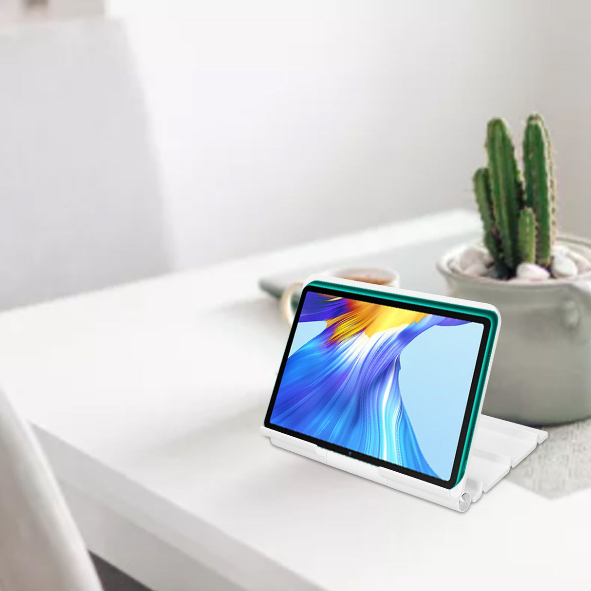 Tablet Stand Portable Multi Angle Adjustable Desktop Tablet Holder for IOS for Huawei TabletWhite