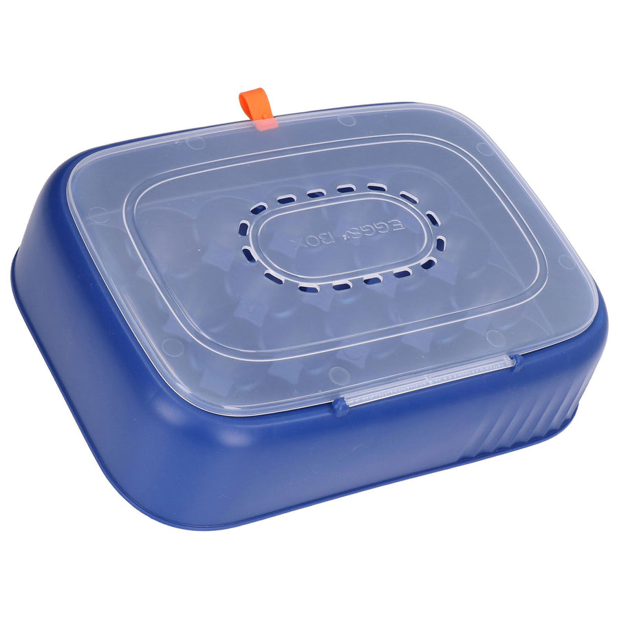 24 Eggs Containers ABS Egg Tray Storage Box Refrigerator Organizer Bins with Breathable VentsDark Blue