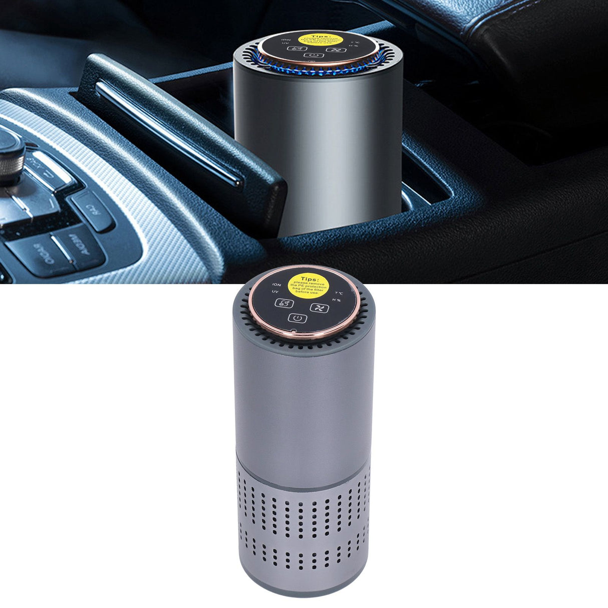 Car Air Purifier Home Car USB Power Supply Odor Removal Purple Light Negative Ion Air Purifier Freshener