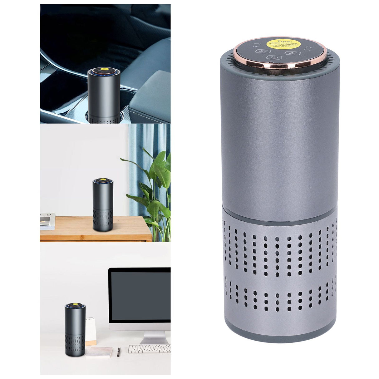 Car Air Purifier Home Car USB Power Supply Odor Removal Purple Light Negative Ion Air Purifier Freshener