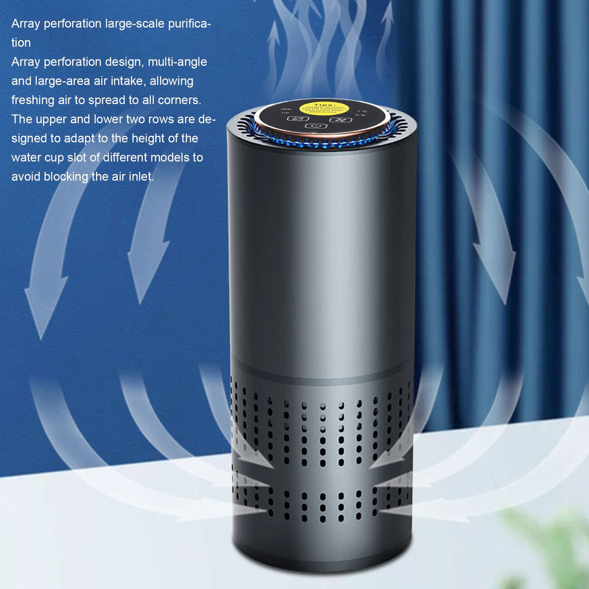 Car Air Purifier Home Car USB Power Supply Odor Removal Purple Light Negative Ion Air Purifier Freshener