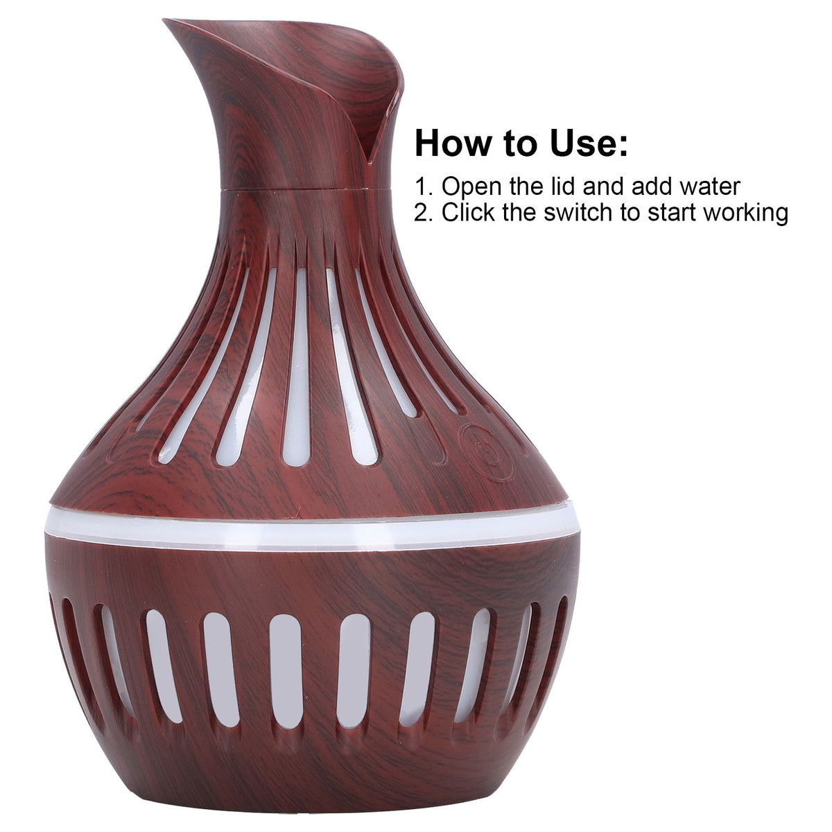 Wood Grain Humidifier USB Small Vase Night Light Mute Humidification Aromatherapy Machine 300ml