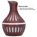 Wood Grain Humidifier USB Small Vase Night Light Mute Humidification Aromatherapy Machine 300ml - Extra Image