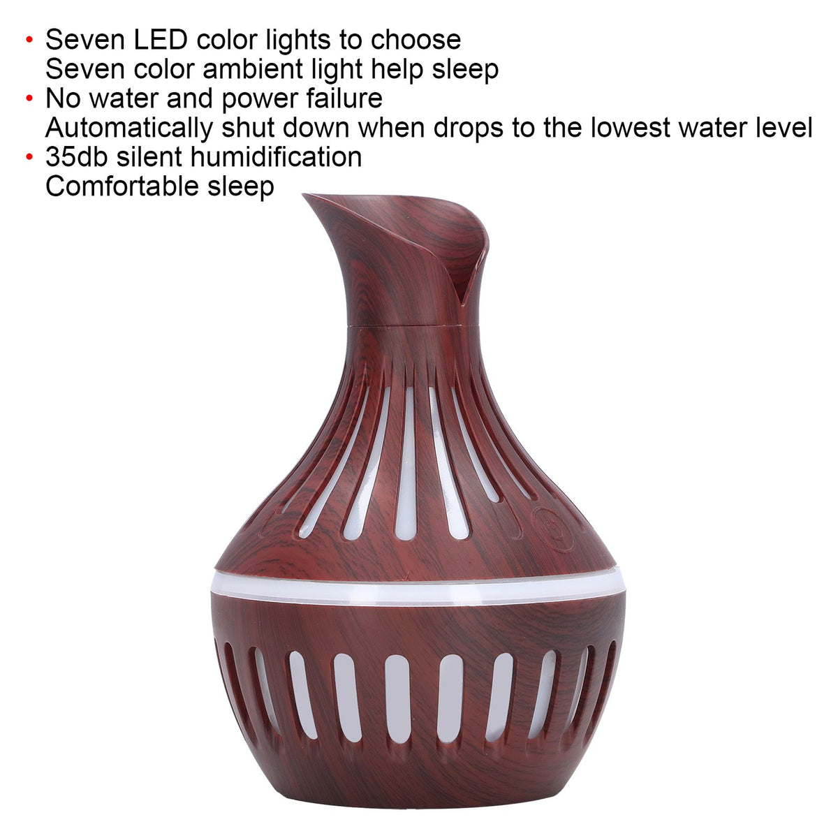 Wood Grain Humidifier USB Small Vase Night Light Mute Humidification Aromatherapy Machine 300ml