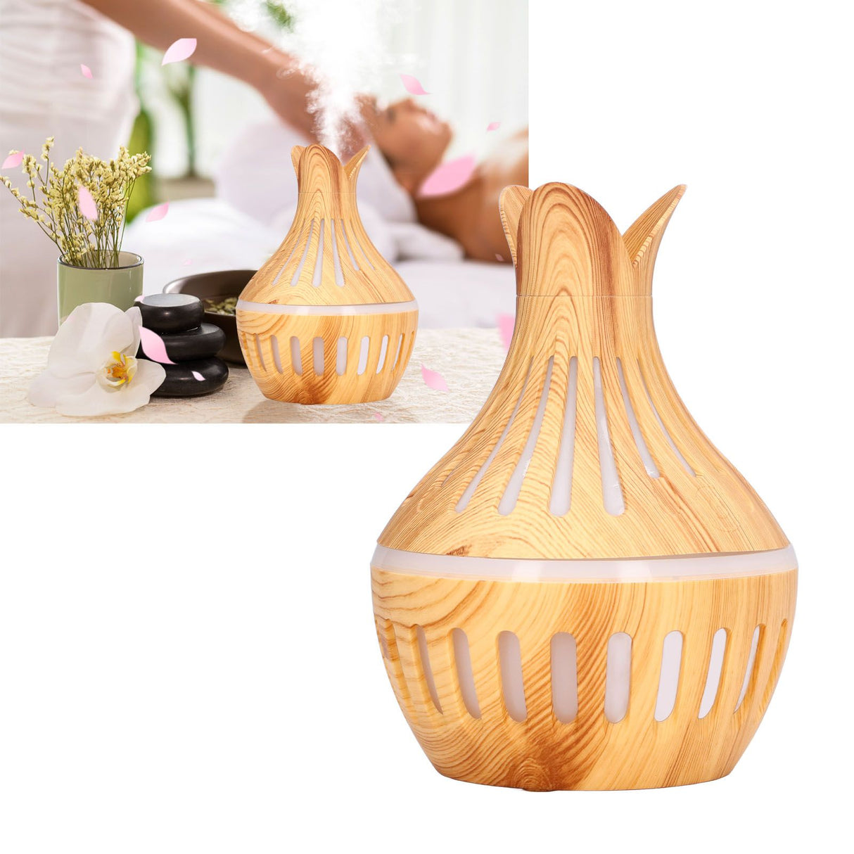 Wood Grain Air Humidifier ABS Aromatherapy Humidifiers for Household USB Charging 300ml