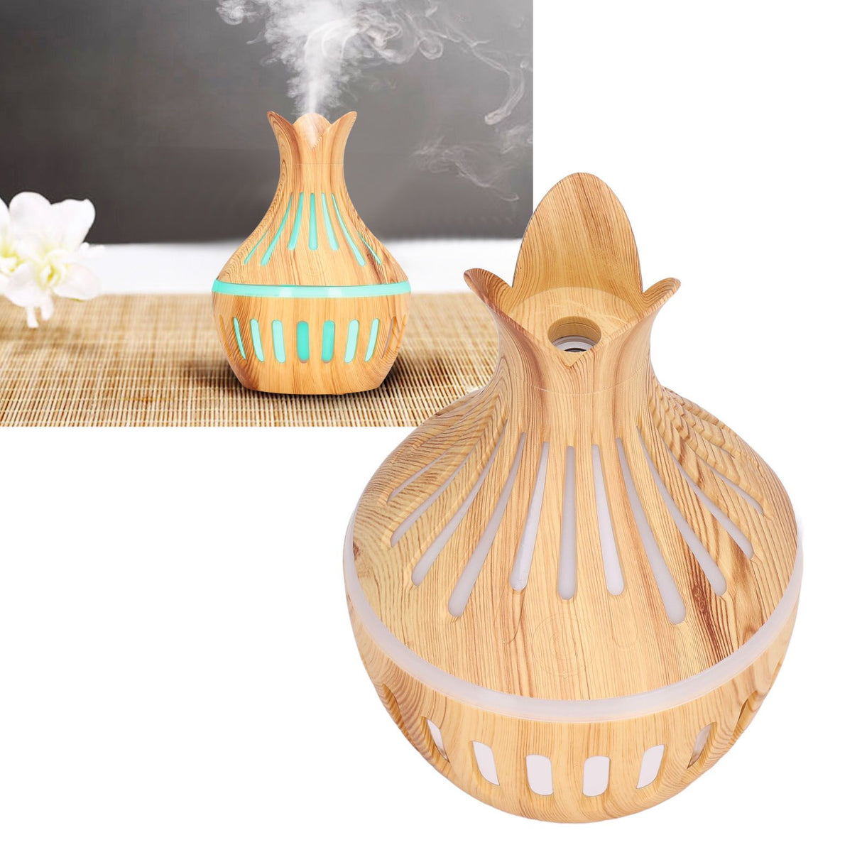 Wood Grain Air Humidifier ABS Aromatherapy Humidifiers for Household USB Charging 300ml