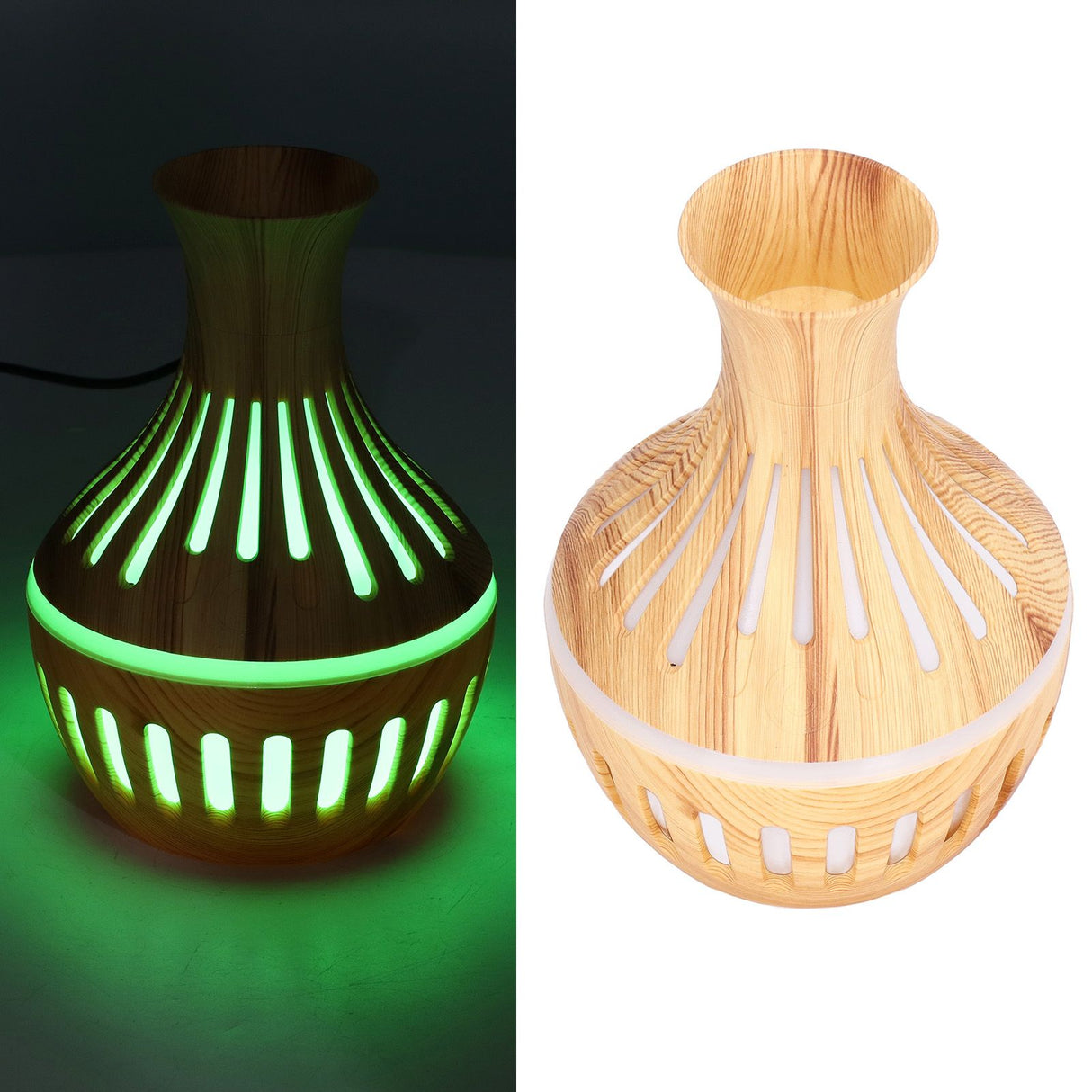 300ml Humidifier USB Powered Wood Grain Aromatherapy Diffuser with 7 Colors LED Light 5V 1A