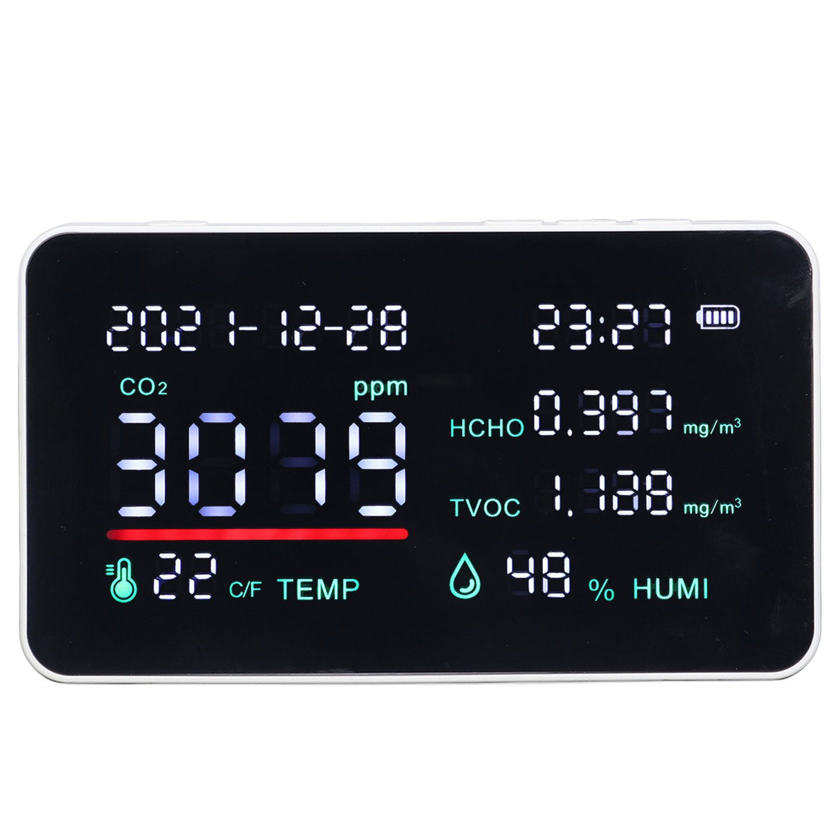 Air Quality Monitor Semiconductor USB Charging Indoor Temperature Humidity Carbon Dioxide DetectorWhite