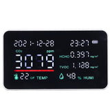 Air Quality Monitor Semiconductor USB Charging Indoor Temperature Humidity Carbon Dioxide DetectorWhite