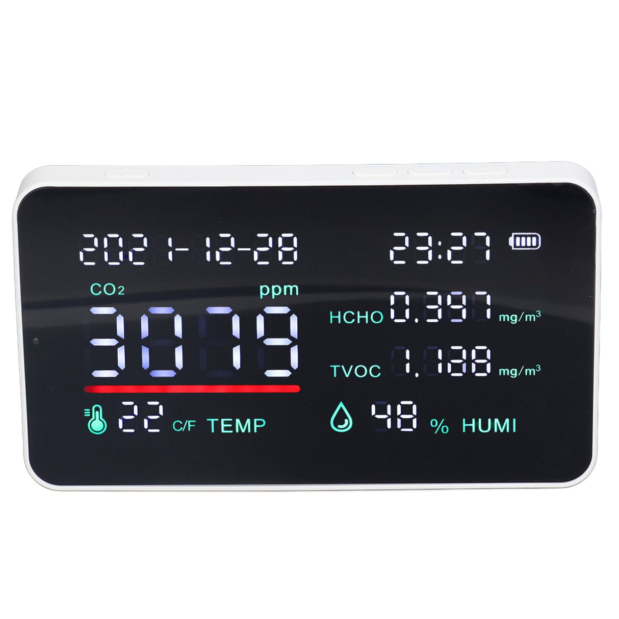 Air Quality Monitor Semiconductor USB Charging Indoor Temperature Humidity Carbon Dioxide DetectorWhite