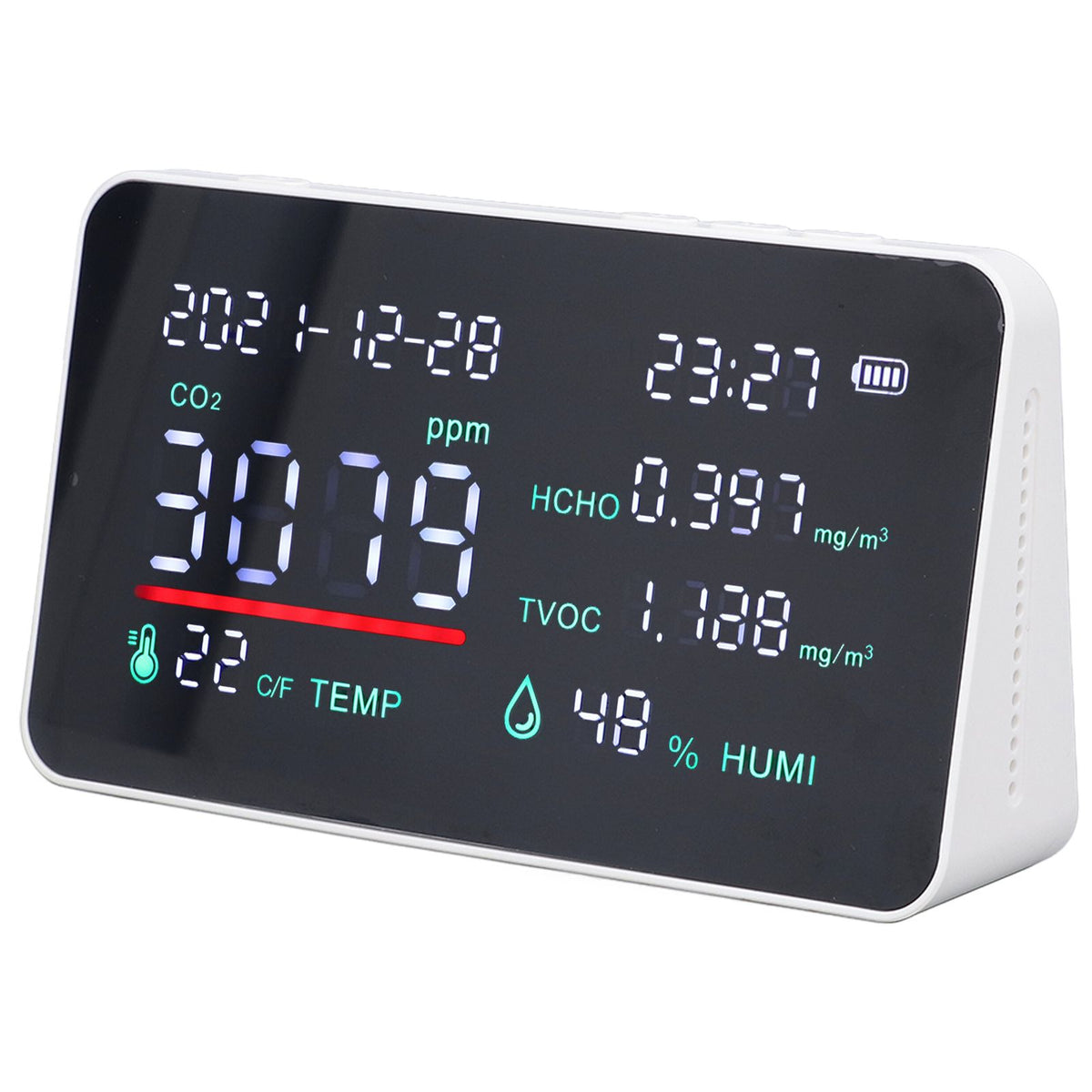 Air Quality Monitor Semiconductor USB Charging Indoor Temperature Humidity Carbon Dioxide DetectorWhite
