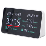 Air Quality Monitor Semiconductor USB Charging Indoor Temperature Humidity Carbon Dioxide DetectorWhite