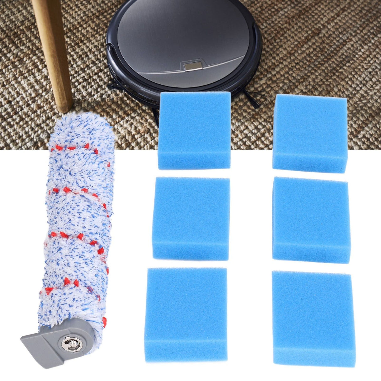 Brush Roller Filter Sponges Set for HF10E‑01 Vacuum Cleaner Part Accessories Replacement