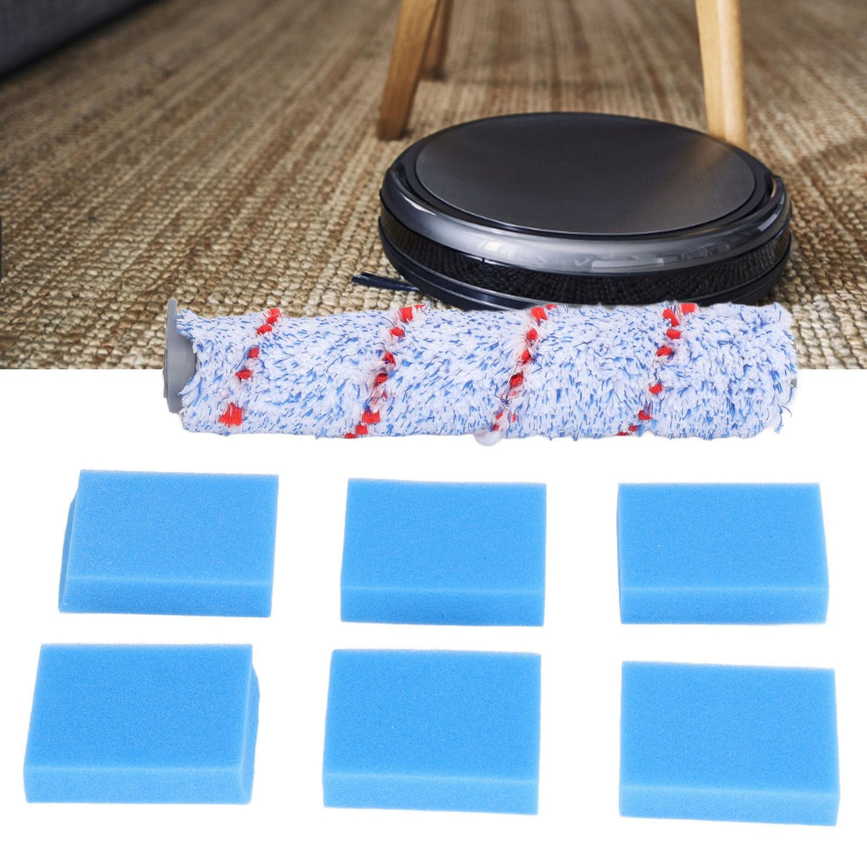 Brush Roller Filter Sponges Set for HF10E‑01 Vacuum Cleaner Part Accessories Replacement
