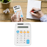 Mini Calculators Handheld 8 Digit with LCD Display Sensitive Button Solar Battery Dual Power for Office School BusinessWhite