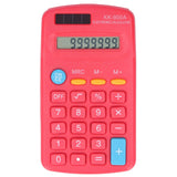 Mini Calculators Handheld 8 Digit with LCD Display Sensitive Button Solar Battery Dual Power for Office School BusinessRed - Front View