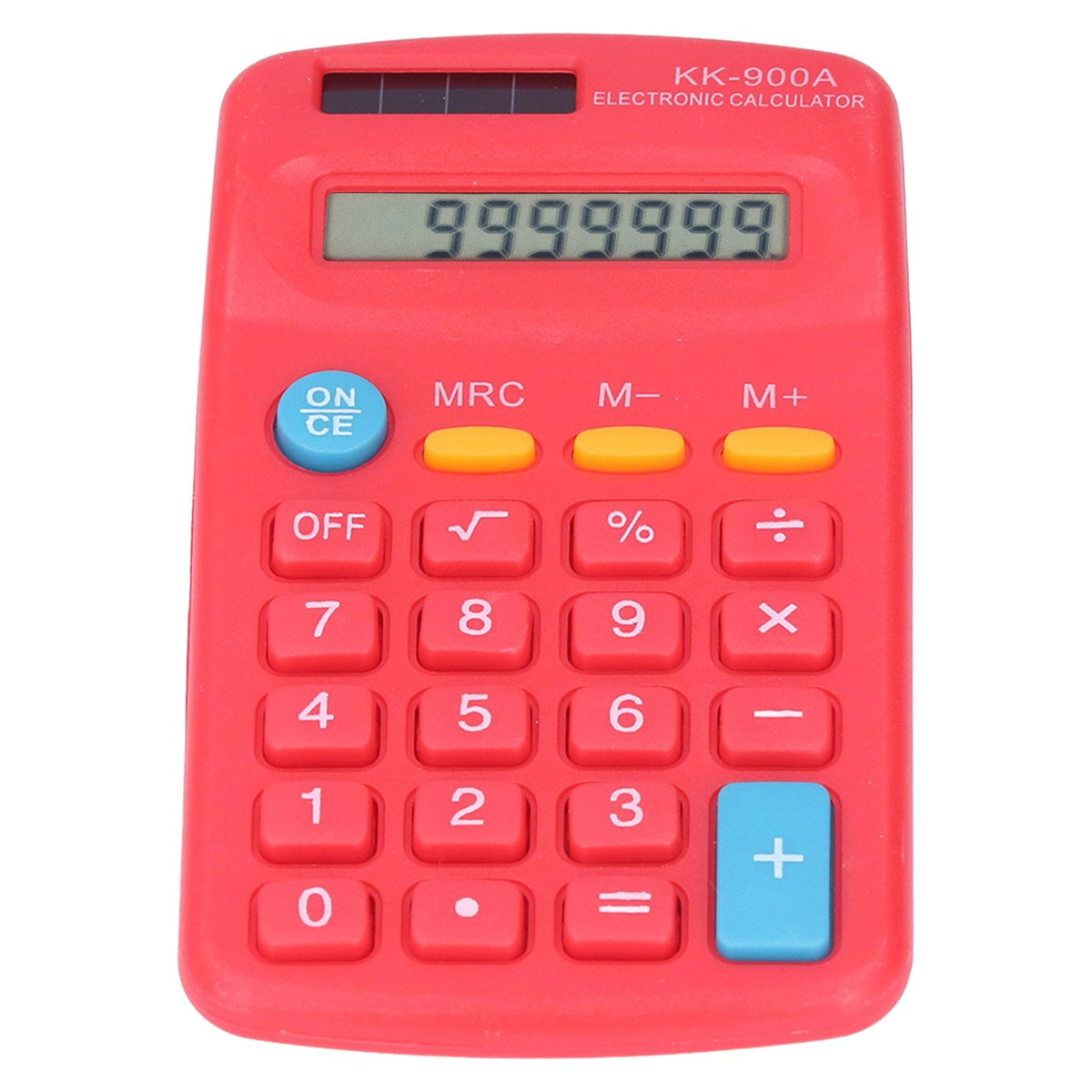 Mini Calculators Handheld 8 Digit with LCD Display Sensitive Button Solar Battery Dual Power for Office School BusinessRed