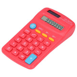 Mini Calculators Handheld 8 Digit with LCD Display Sensitive Button Solar Battery Dual Power for Office School BusinessRed - Low Angle
