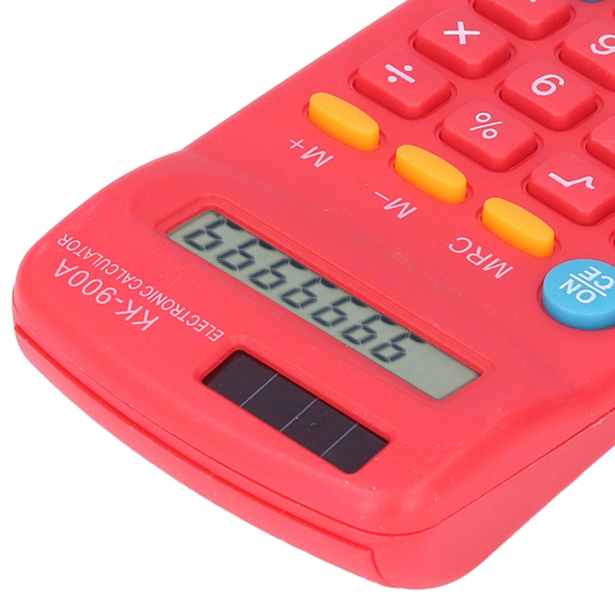 Mini Calculators Handheld 8 Digit with LCD Display Sensitive Button Solar Battery Dual Power for Office School BusinessRed