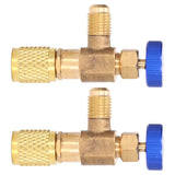 2PCS Refrigeration Valve Air Conditioning Refrigerant Control Valve Fluoride Charging Adapter for R22 R404 R407 1/4SAE Thread