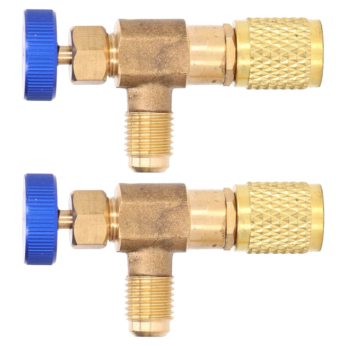 2PCS Refrigeration Valve Air Conditioning Refrigerant Control Valve Fluoride Charging Adapter for R22 R404 R407 1/4SAE Thread