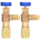 2PCS Refrigeration Valve Air Conditioning Refrigerant Control Valve Fluoride Charging Adapter for R22 R404 R407 1/4SAE Thread