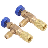 2PCS Refrigeration Valve Air Conditioning Refrigerant Control Valve Fluoride Charging Adapter for R22 R404 R407 1/4SAE Thread