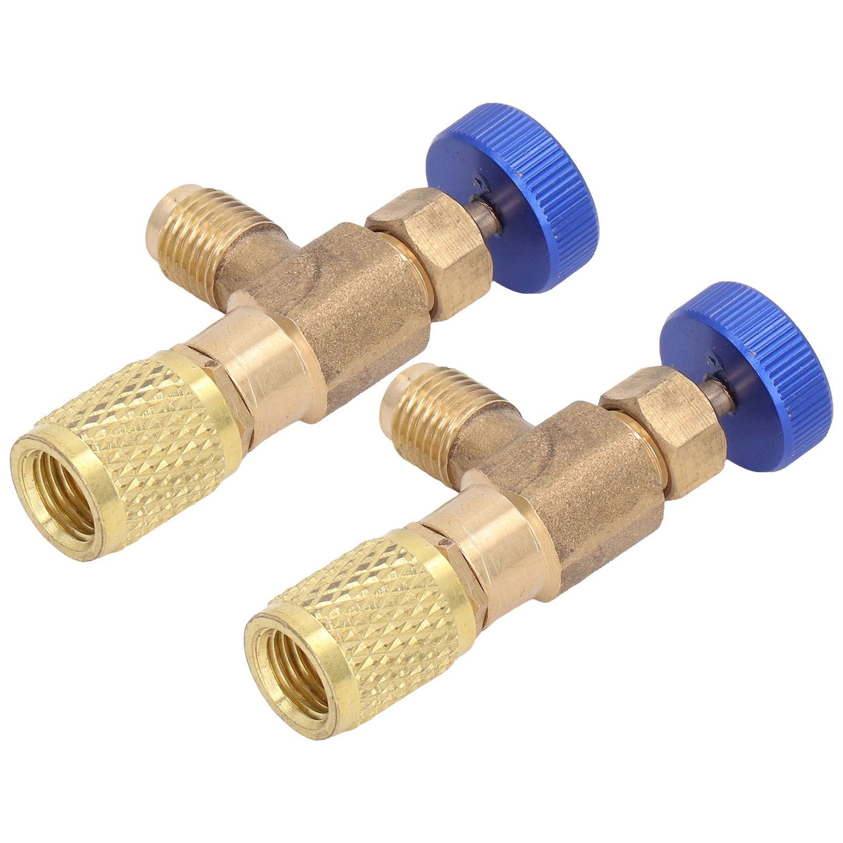 2PCS Refrigeration Valve Air Conditioning Refrigerant Control Valve Fluoride Charging Adapter for R22 R404 R407 1/4SAE Thread