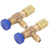 2PCS Refrigeration Valve Air Conditioning Refrigerant Control Valve Fluoride Charging Adapter for R22 R404 R407 1/4SAE Thread
