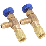 2PCS Refrigeration Valve Air Conditioning Refrigerant Control Valve Fluoride Charging Adapter for R22 R404 R407 1/4SAE Thread