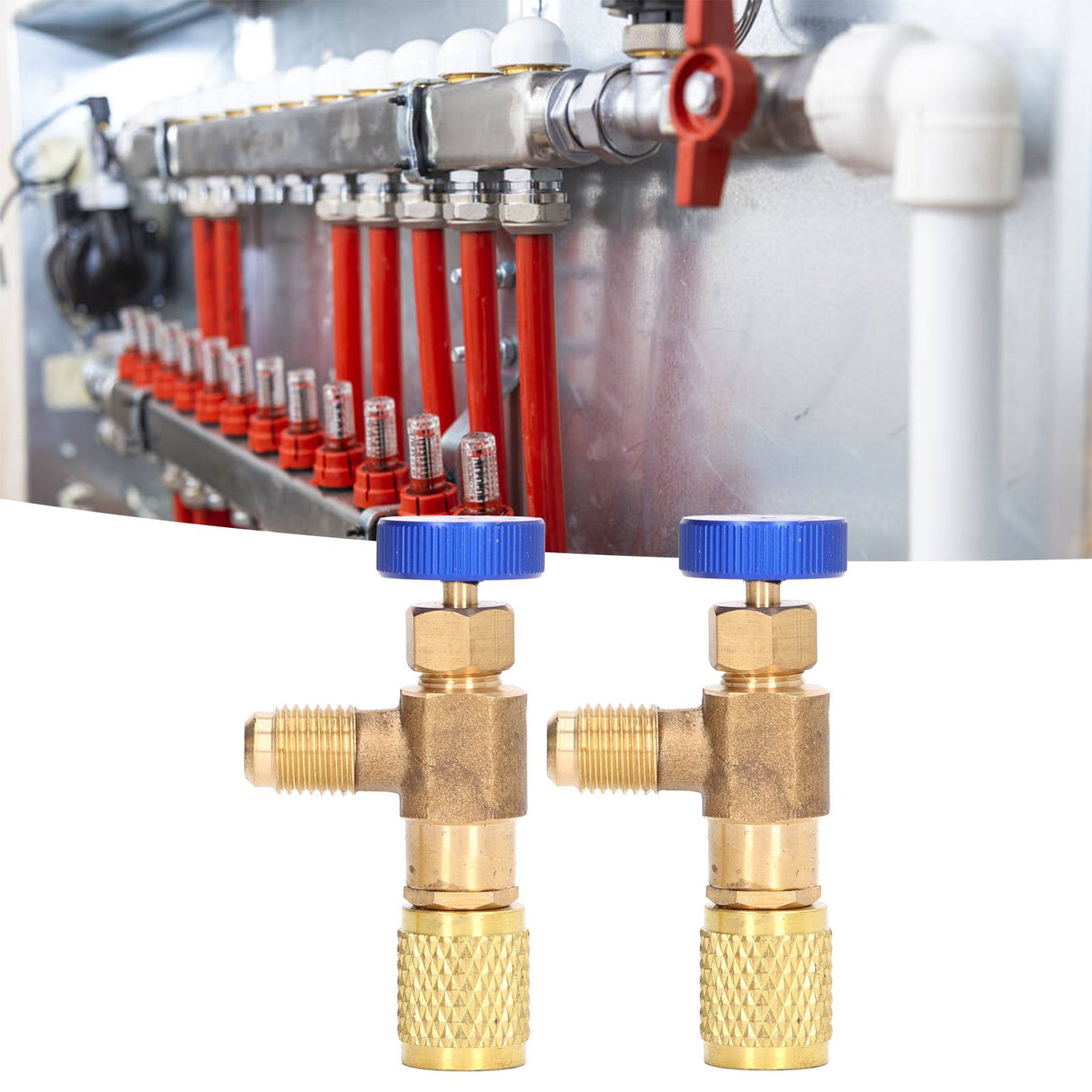 2PCS Refrigeration Valve Air Conditioning Refrigerant Control Valve Fluoride Charging Adapter for R22 R404 R407 1/4SAE Thread