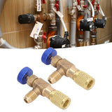 2PCS Refrigeration Valve Air Conditioning Refrigerant Control Valve Fluoride Charging Adapter for R22 R404 R407 1/4SAE Thread