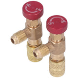 2PCS Refrigeration Control Valve 1/4SAE Male Thread 5/16SAE Female Thread Refrigerant Charging Valve Adapter for R410A