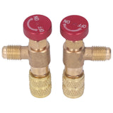 2PCS Refrigeration Control Valve 1/4SAE Male Thread 5/16SAE Female Thread Refrigerant Charging Valve Adapter for R410A - Rear View