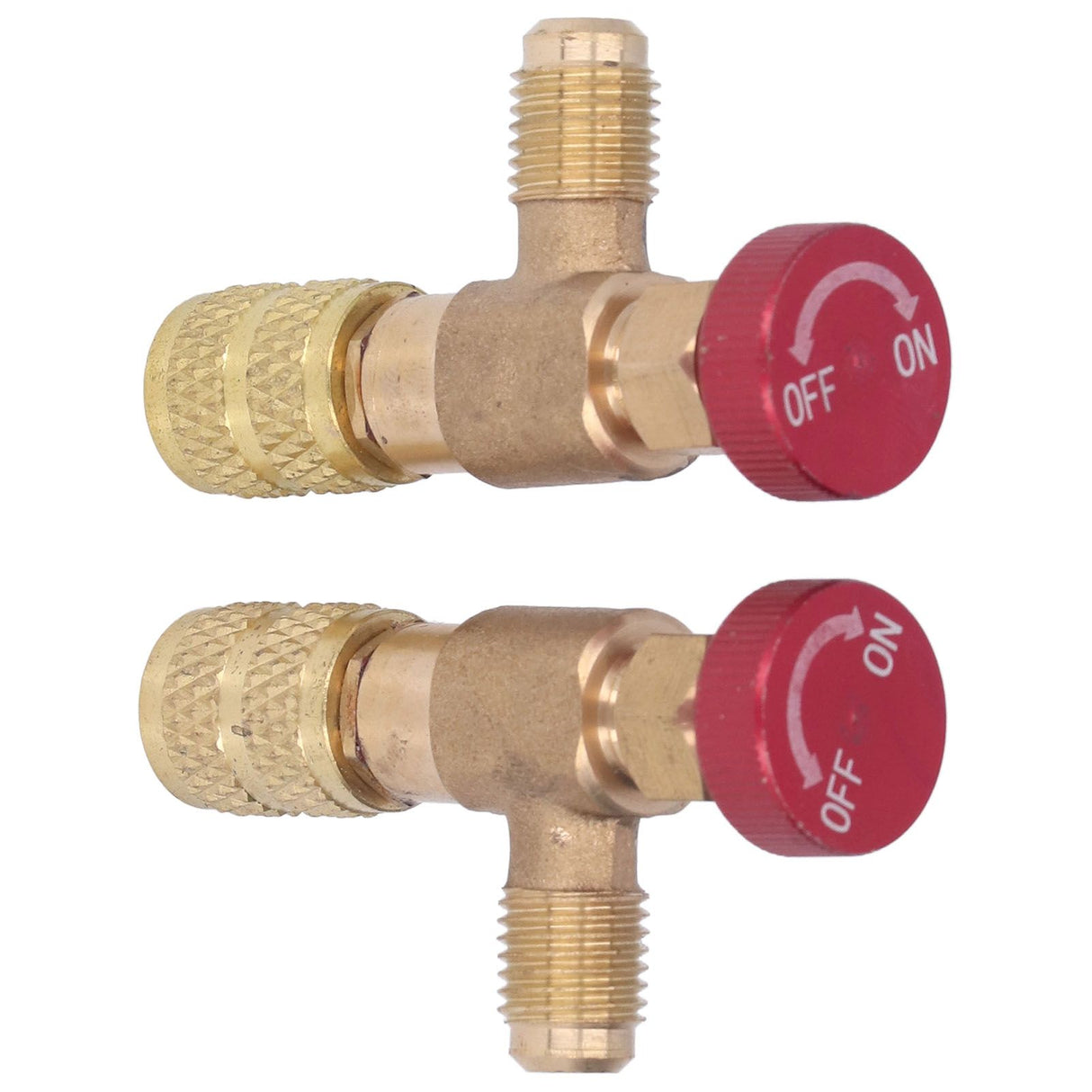 2PCS Refrigeration Control Valve 1/4SAE Male Thread 5/16SAE Female Thread Refrigerant Charging Valve Adapter for R410A