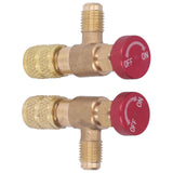 2PCS Refrigeration Control Valve 1/4SAE Male Thread 5/16SAE Female Thread Refrigerant Charging Valve Adapter for R410A - Low Angle