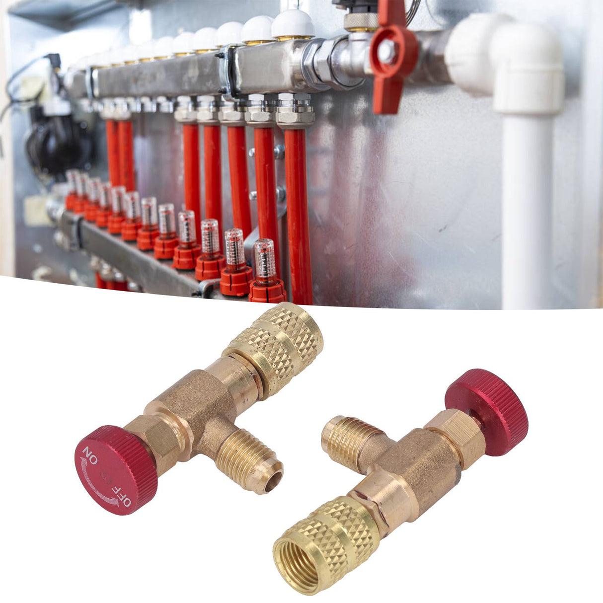 2PCS Refrigeration Control Valve 1/4SAE Male Thread 5/16SAE Female Thread Refrigerant Charging Valve Adapter for R410A