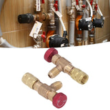 2PCS Refrigeration Control Valve 1/4SAE Male Thread 5/16SAE Female Thread Refrigerant Charging Valve Adapter for R410A