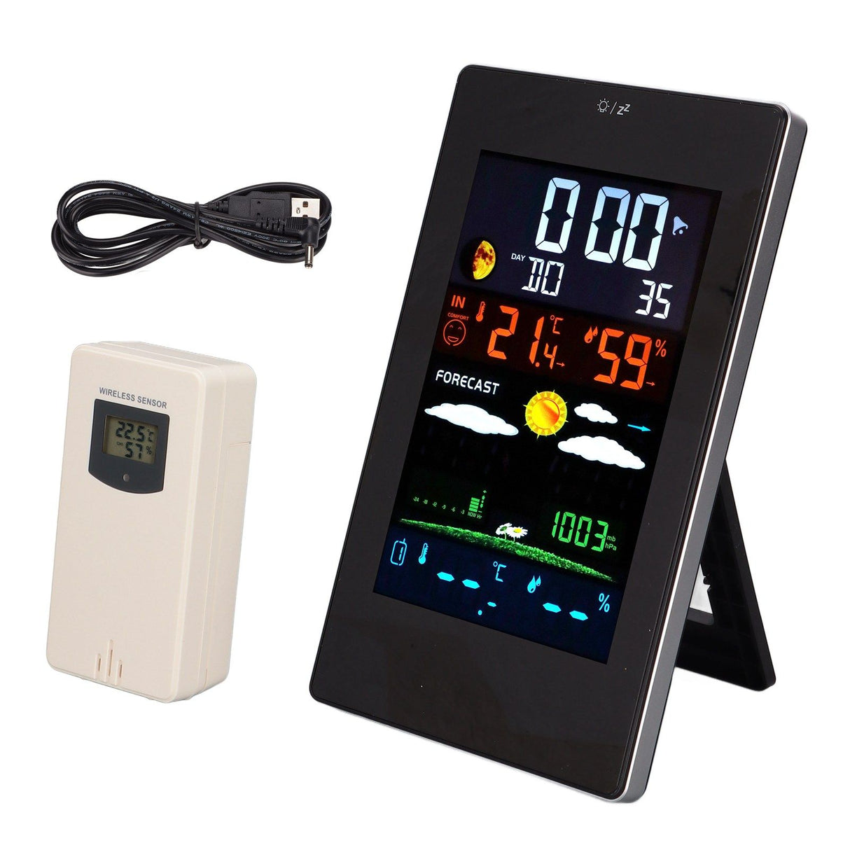 Weather Station Humidity Temperature Monitoring USB Powered Weather Forecast Clock Function Home Weather Station