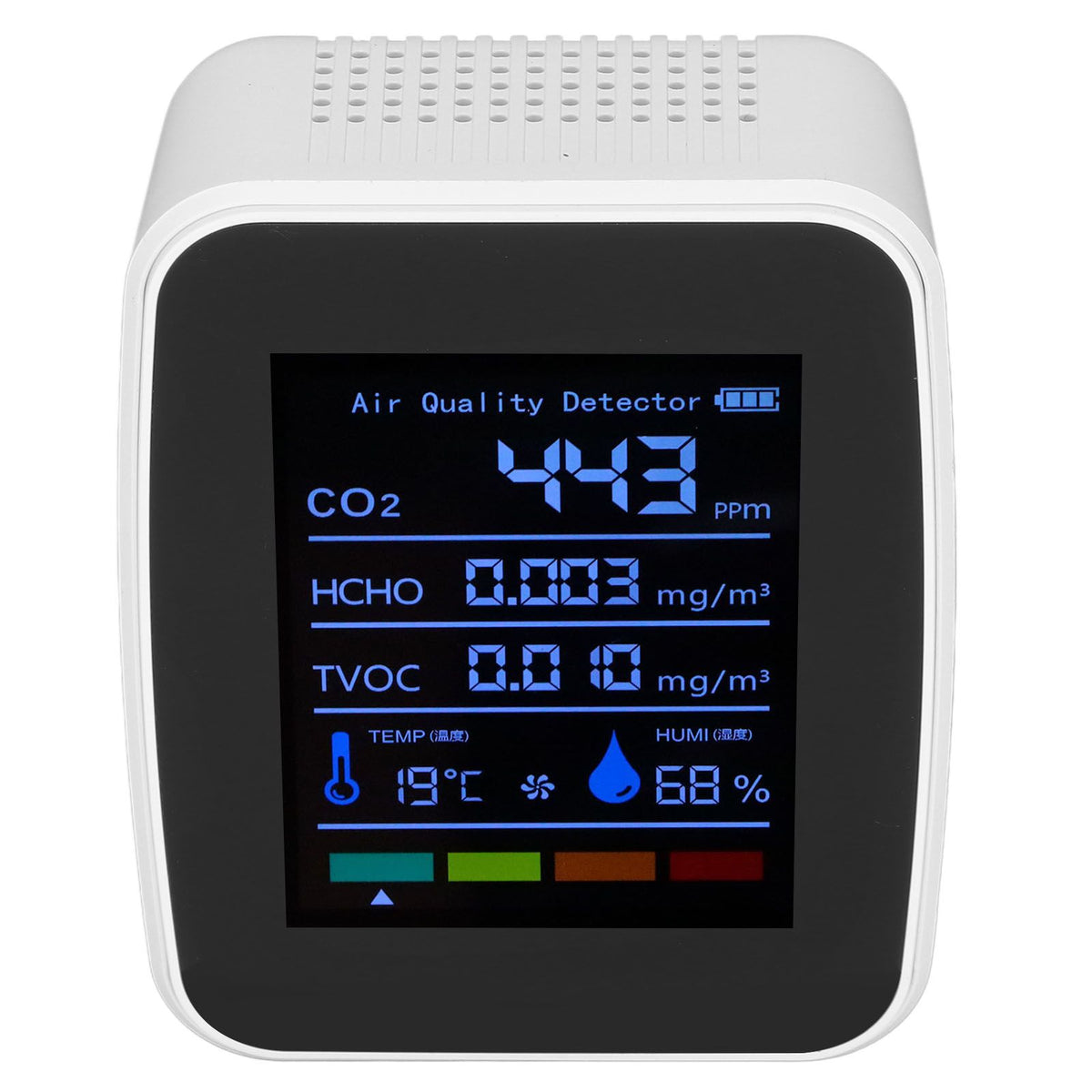 Air Quality Detector 5in1 Intelligent Anti Interference Ability Indoor Temperature Humidity Air Quality DetectorWhite
